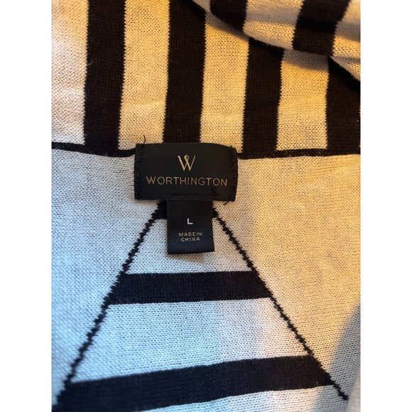 Worthington Black & Tan Waterfall Drape Cardigan Sweater Cadual Office  Large - Picture 8 of 10